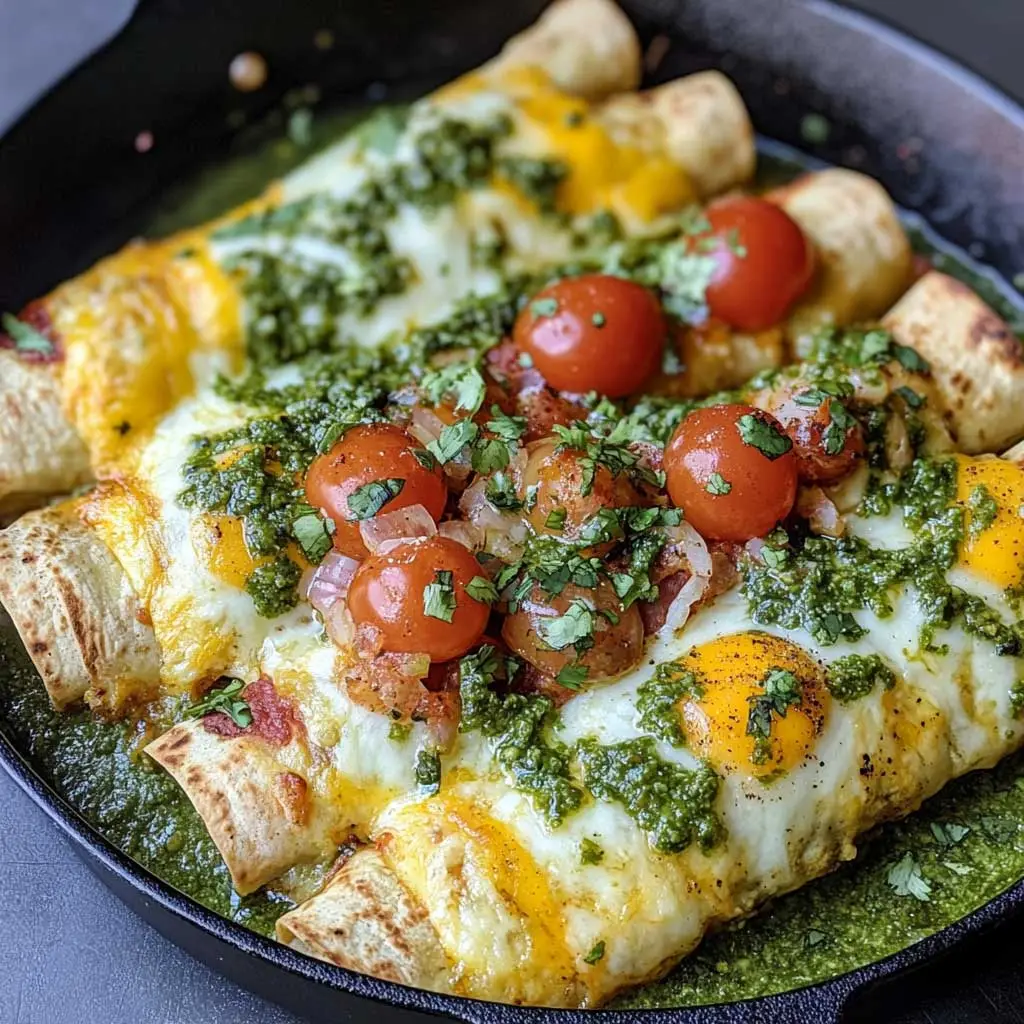 One-Pot Breakfast Enchiladas with Salsa Verde