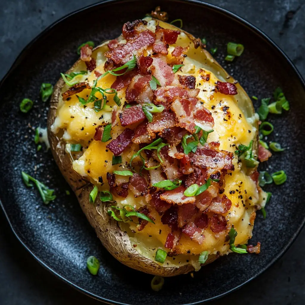 Air Fryer Loaded Baked Potatoes with Bacon and Cheese