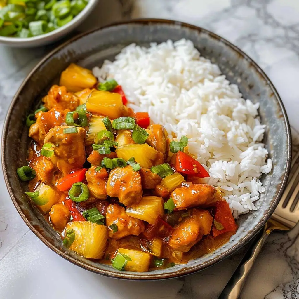 Microwave Sweet and Sour Pineapple Chicken with Rice