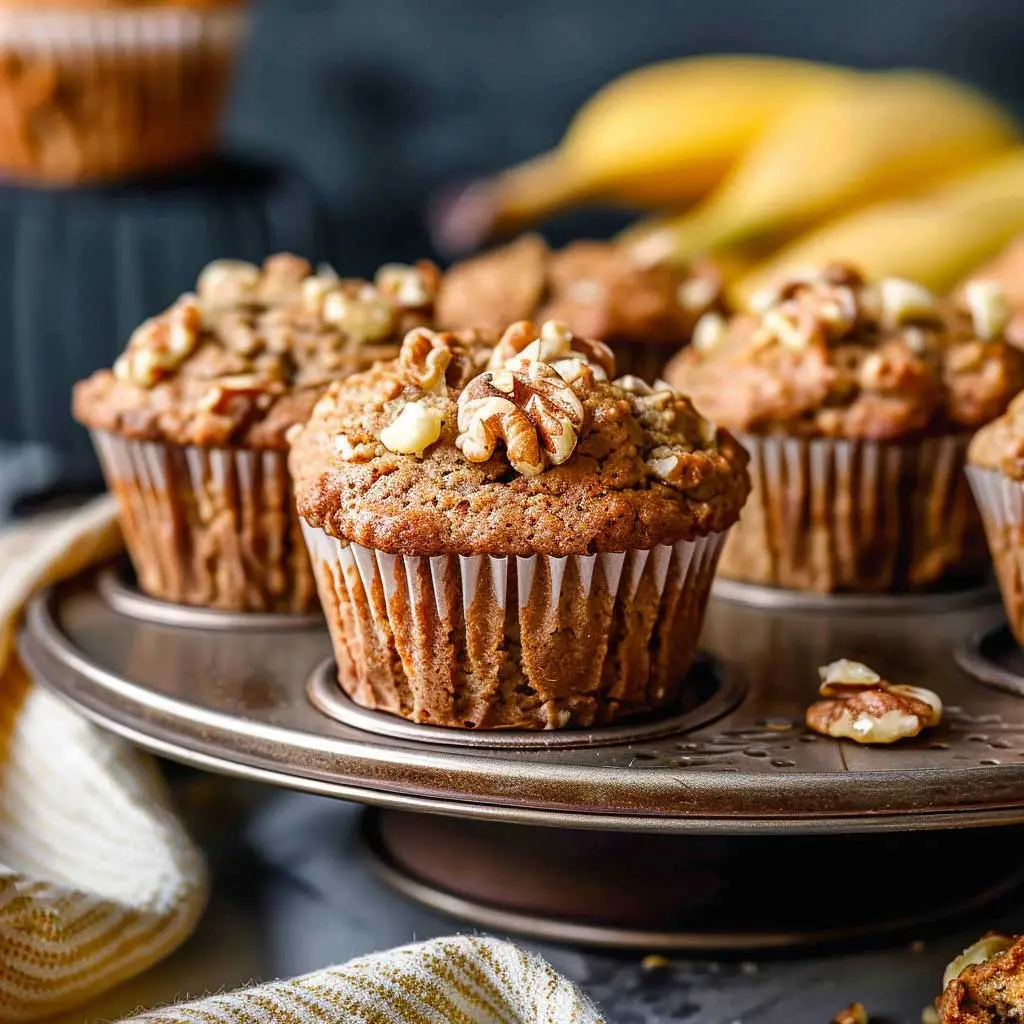 air fryer banana walnut muffin