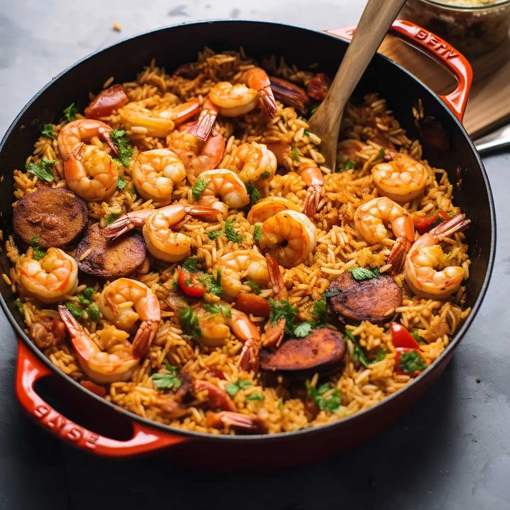 shrimp and rice skillet with sausage