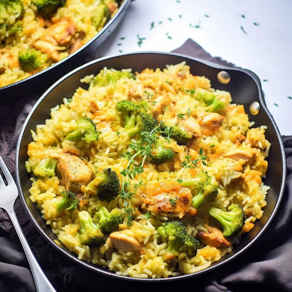 Cheesy Chicken and Broccoli Rice Skillet