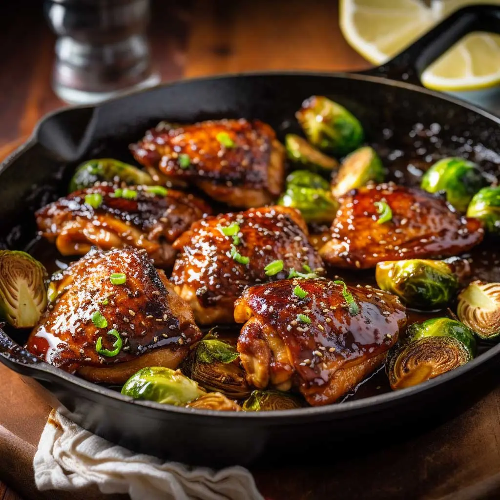 balsamic chicken thighs with brussels sprouts