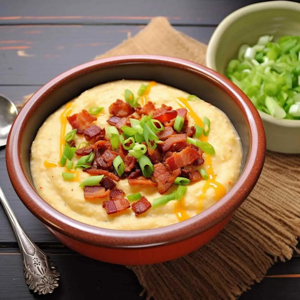 indulgent creamy grits with cheese and bacon