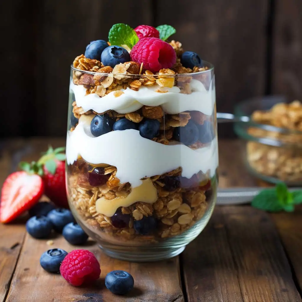 make ahead breakfast greek yogurt parfait granola