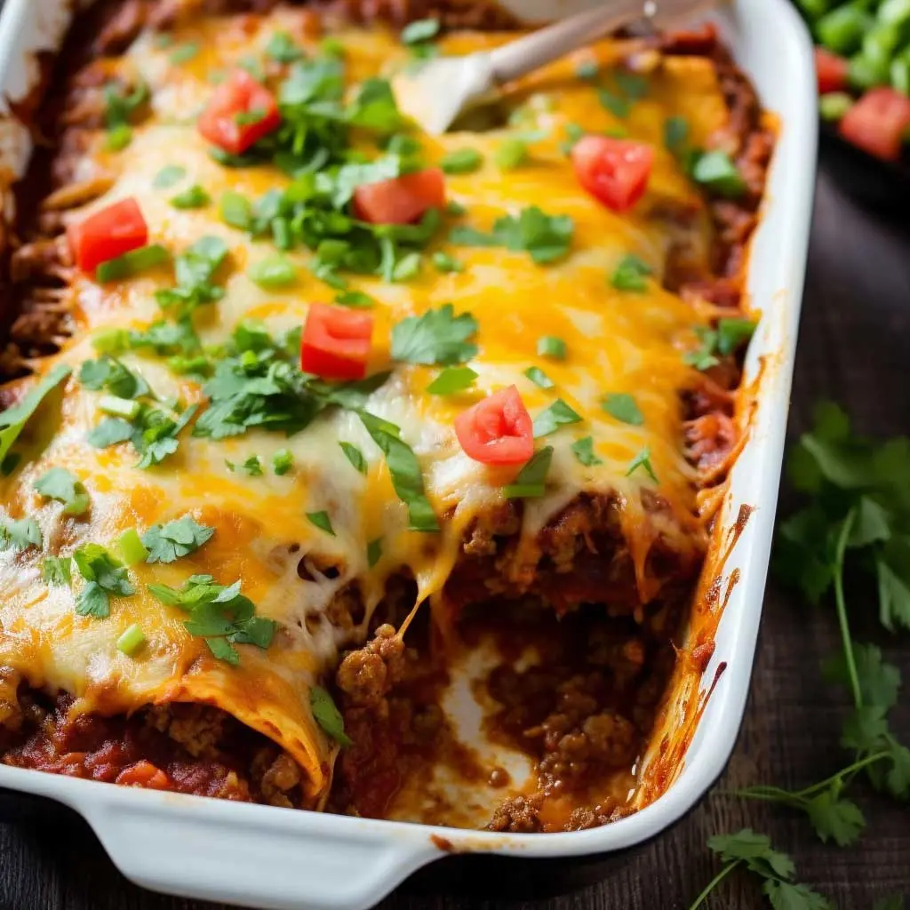 Ground Beef and Bean Enchilada Casserole