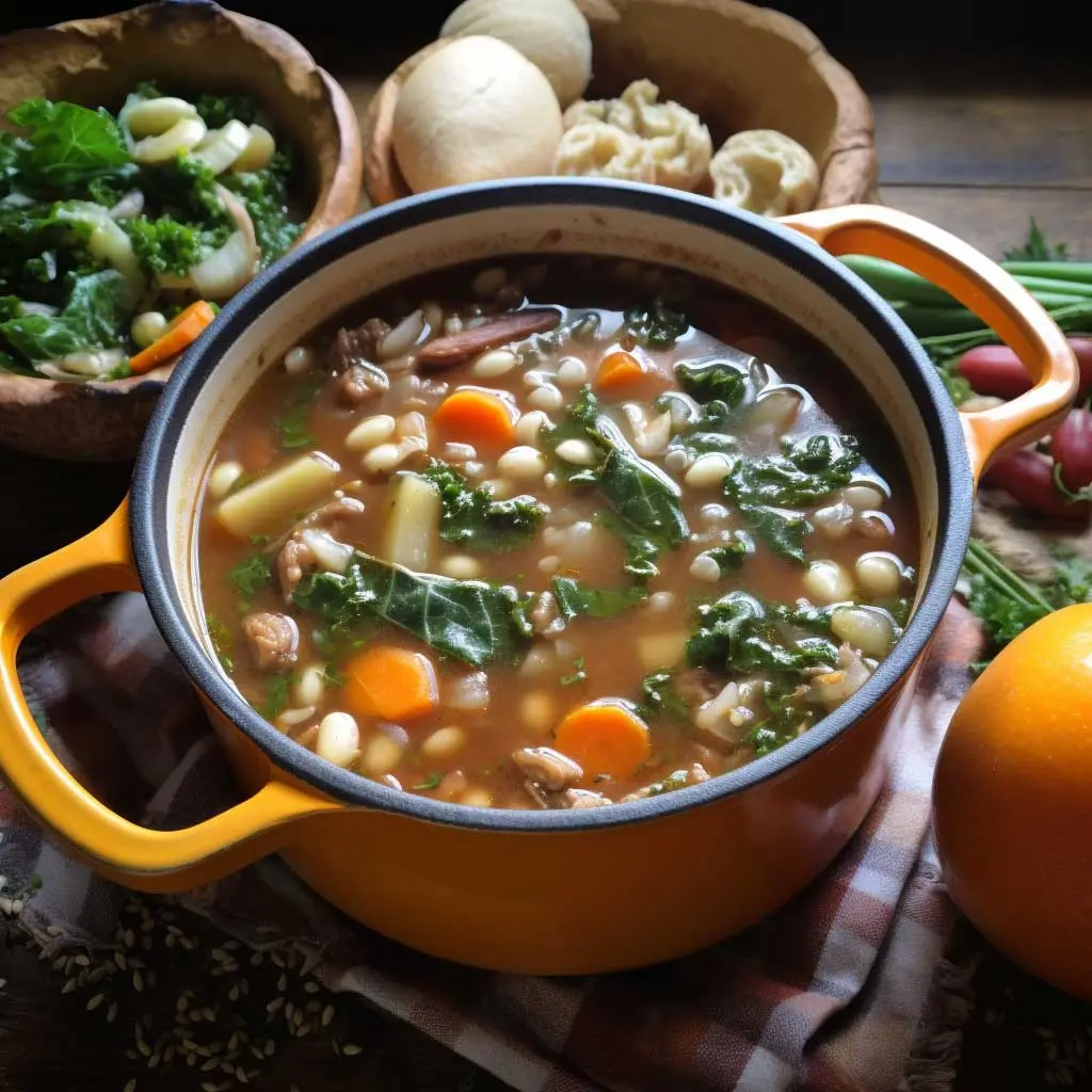 harvest vegetables barley soup
