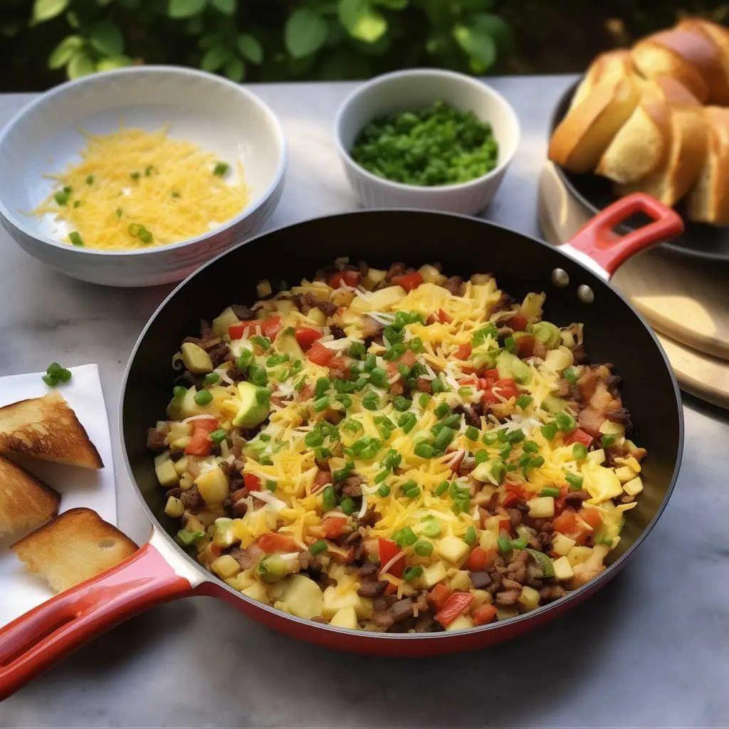 hasbrown and veggies breakfast skillet