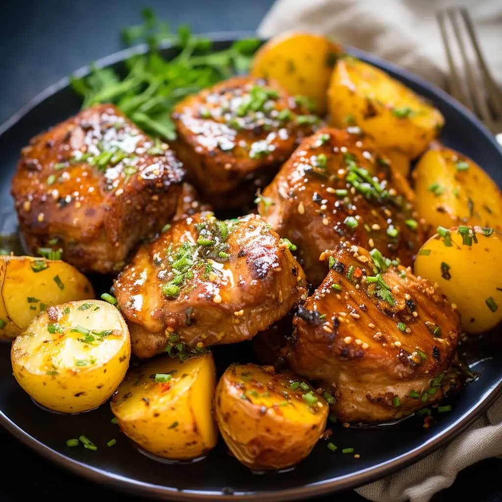 Honey Mustard Glazed Pork and Potatoes