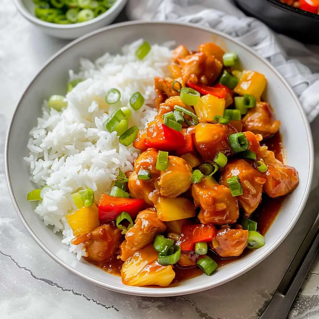 Microwave Sweet and Sour Pineapple Chicken with Rice