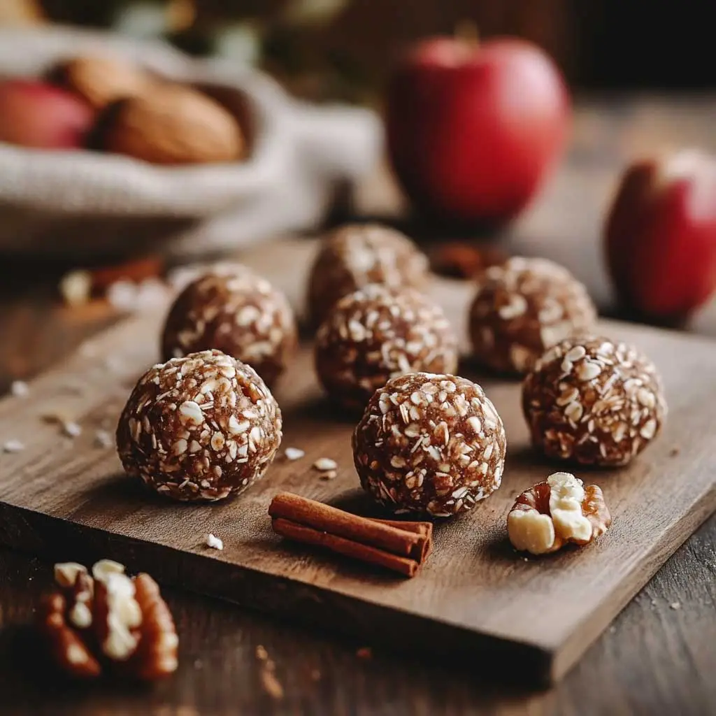 No-Bake Apple Pie Bites with Cinnamon, Dates, and Walnuts