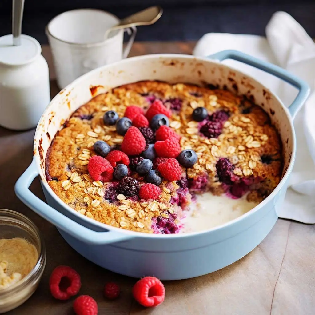 Breakfast bake: oatmeal and berries perfection