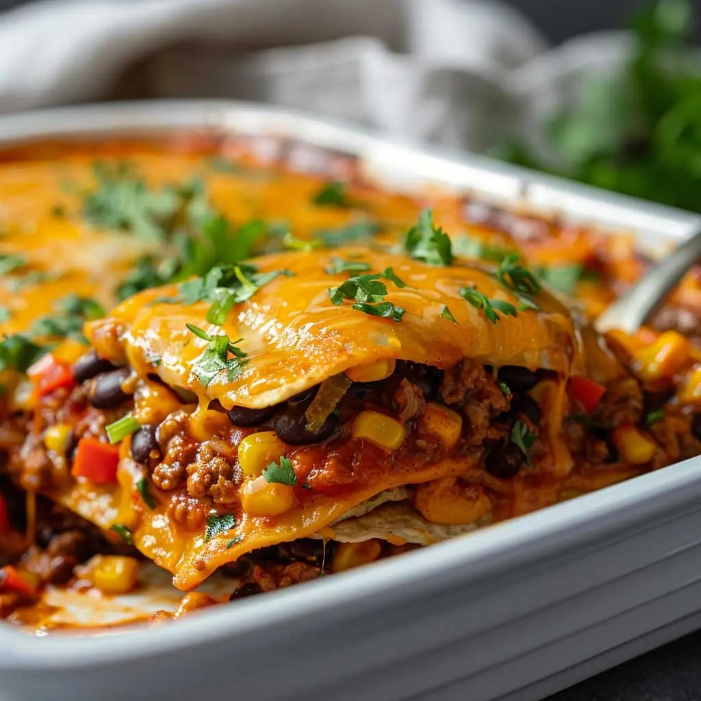 one pot beef and beans enchiladas casserole