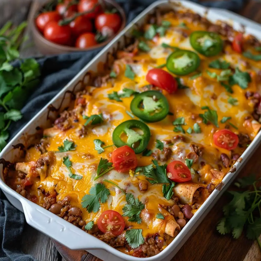 one pot beef and beans enchiladas