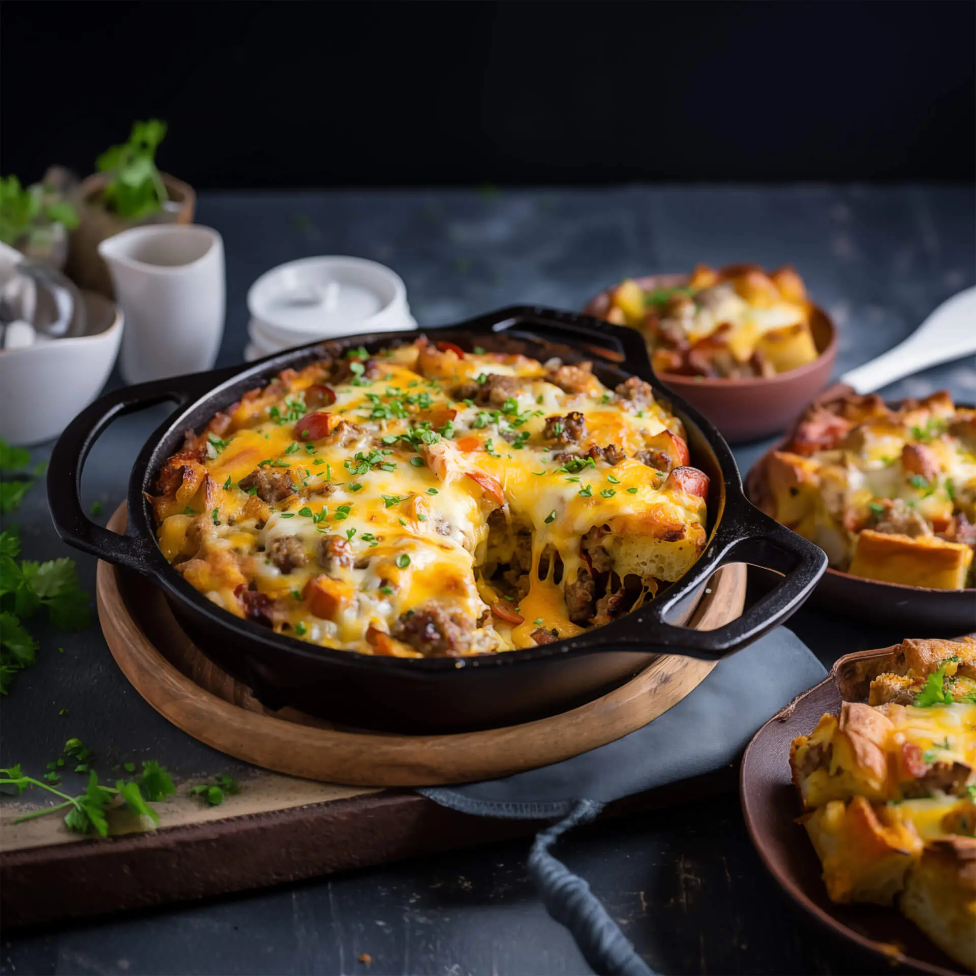 One-pot egg and sausage casserole for breakfast