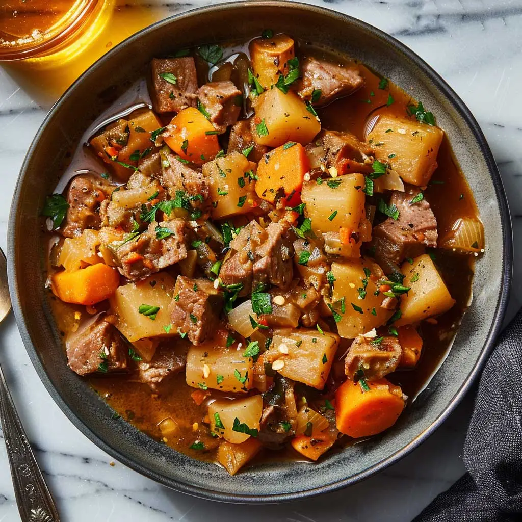 one pot lamb stew with root vegetables