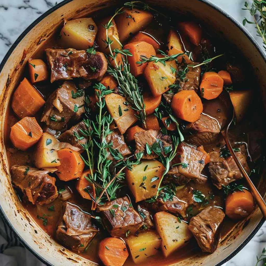 one pot lamb stew with root veggies