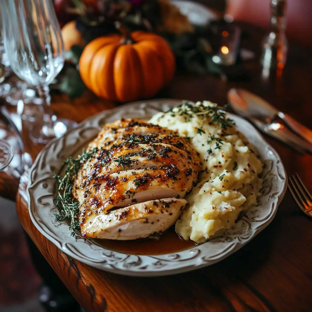 Herb-Roasted Turkey Breast with Garlic Mashed Potatoes