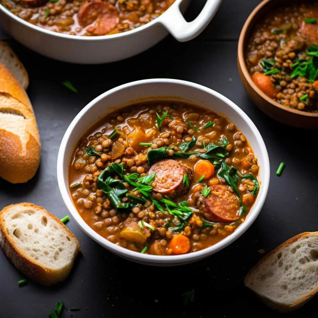 spicy sausage lentil soup