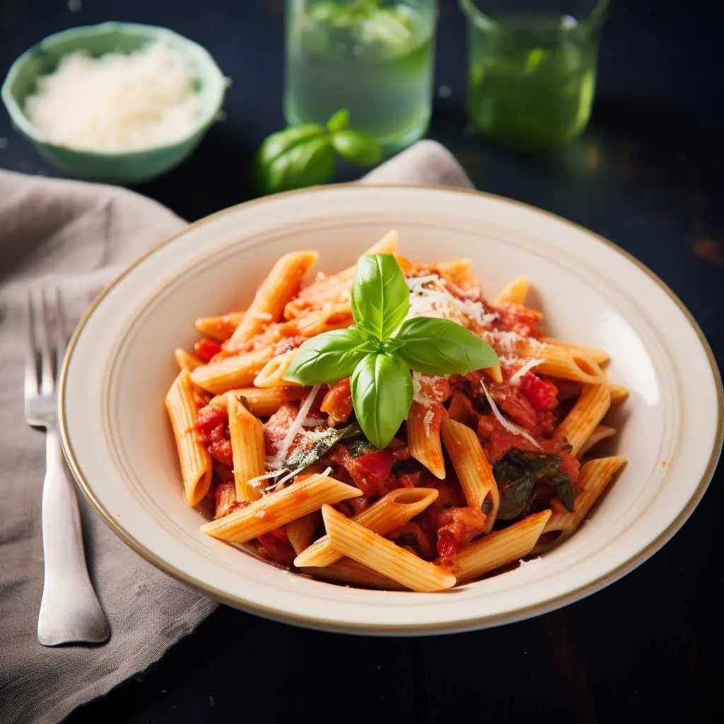 basic tomato basil penne pasta